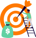 Sell your Amazon business | Graphic of a person hitting a target with a large dart